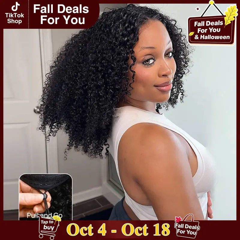 [New in] STERLY 200% Density Afro Kinky Curly Wig 7x6 Glueless Human Hair Wig Pre-bleached Swiss HD Lace Front Wig Human Hair Pre plucked Wig Kinky Curly Wig Beginner Friendly Wig Wear Go Wig with Drawstring #tiktokshopstockup
