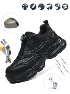 Men's Safety Shoes Anti-shock Steel Toe Puncture-resistant Kevlar Material Lightweight Simple Design for Outdoor Construction Factory Workshop Environments