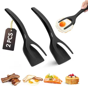 Egg Flipper Spatula Tongs (Set of 2) – Non-Stick 2-in-1 Grip & Flip Kitchen Tongs for Pancakes, Fish, Eggs, and More