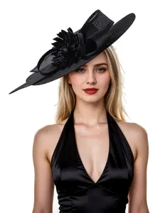 1 PC Large Flower Fascinators Headband with Feather, Women's Tea Party Hat for Kentucky Derby, Cocktail, Wedding, Fancy Dress PartyHalloween, Christmas hats.