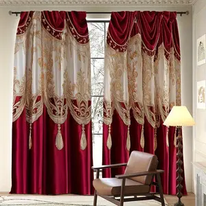 2-Piece blackout curtain panel, red gorgeous blackout curtain, fabric transparent rod pocket, machine washable polyester, home decoration curtain, suitable for cafes, shops, kitchens, bathrooms (106)