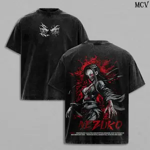 Nezuko Kamado Demon Slayer Double Printed Tee, Vintage Unisex Oversized Washed Heavyweight Cotton shirt Streetwear, OtakuDrop Fashion Style Graphic Tee, Gift for Fans Manga Anime Merch