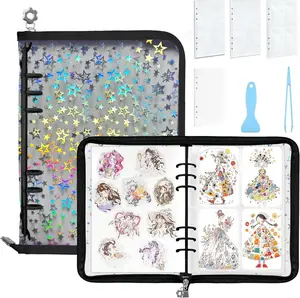 Sticker Storage Organizer,Sticker Organizer Binder Reusable Sticker Book Collecting Album A5 Sticker Collecting Book Clear Sticker Album Holder with Blank Release Paper, Tweezer & Spatula