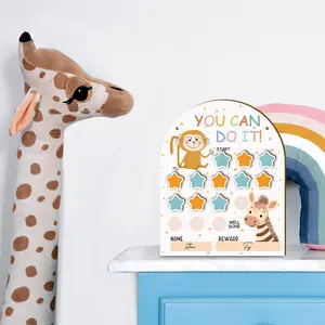 1pc Wooden Reward Chart Board Decorative Sign with Detachable Accessories, Chore Reward Good Behavior Training Tracker Responsibility Chart Behavior Goals Classroom Decoration