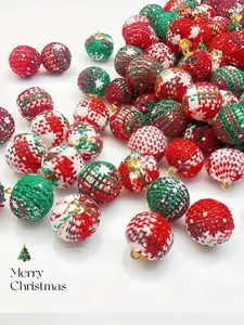 20pcs Mini Christmas Ball Ornaments,Plaid Christmas tree ornaments,DIY Craft Supplies, Suitable For Miniature Landscape Jewelry Making And Holiday Party Gifts, Christmas Tree Decor, Winter Wonderland Decorations, Outdoor Christmas Decorations