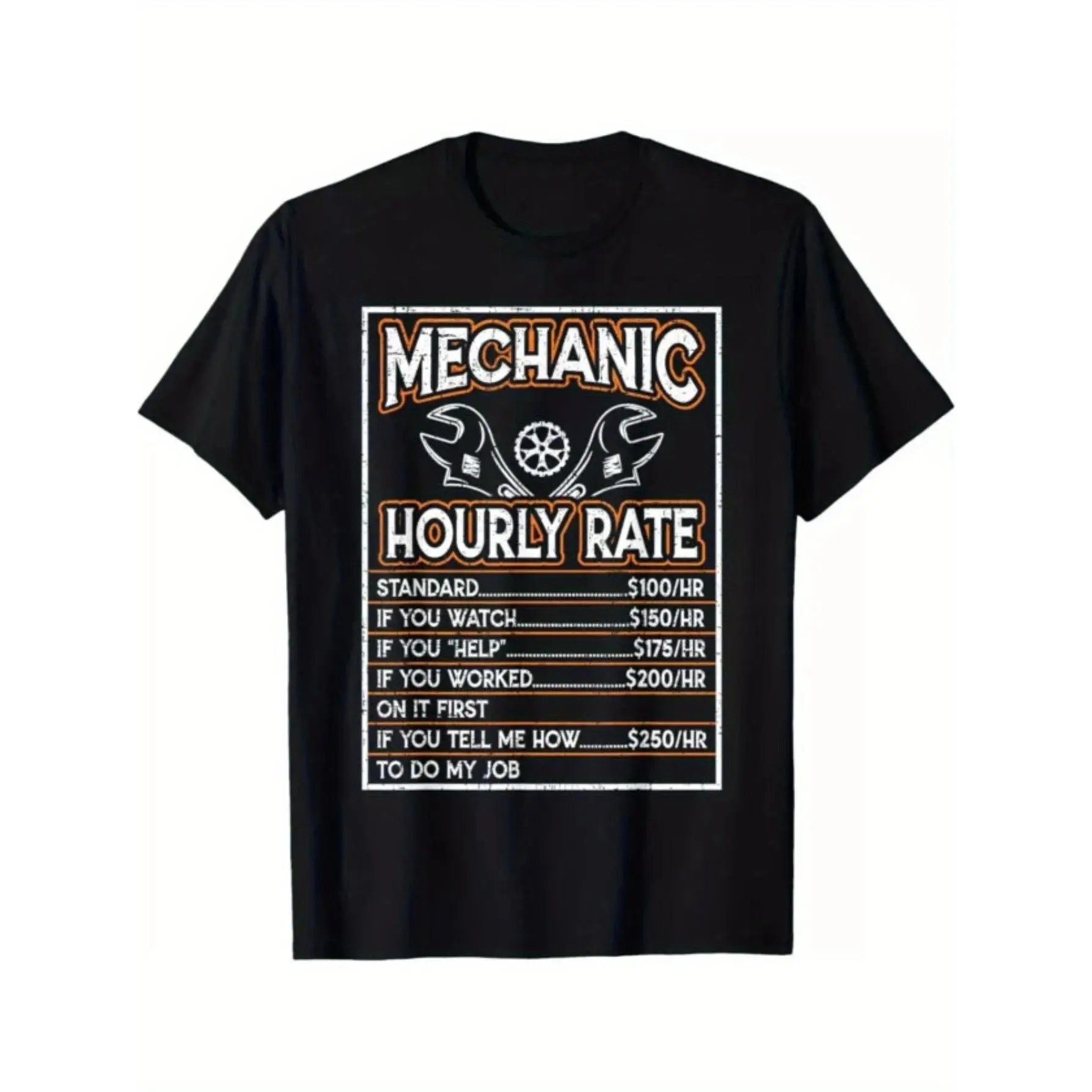 Funny Mechanic Hourly Rate Labor Rates Gift Tees S-3XL