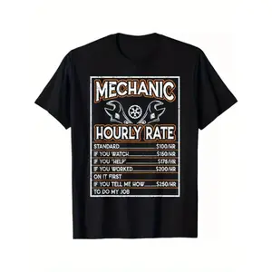 Funny Mechanic Hourly Rate Labor Rates Gift Tees S-3XL