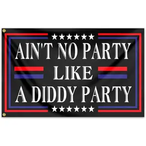 Ain't No Partys Like A Diddys Partys Flag 3x5 Ft Diddy Flags for Teen Girls Room Guys Funny Man Cave Wall Flags for Bedroom Dorm Room College Dorm Wall Banner Tapestry Decor
