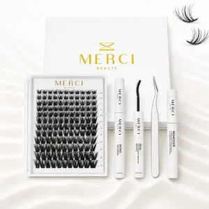 Amber Glow DIY Lash Extension Kit – 108 Clusters | Bond & Seal + Remover + Tweezers | Latex-Free | 10–18 mm