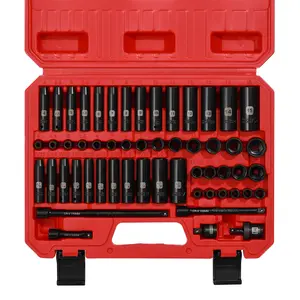 55PCS 1/4 Inch Drive Master Impact Socket Set, Metric/SAE, Deep/Shallow, 6 Point, CR-V, 5/32 Inch - 9/16 Inch, 4mm - 15mm, with Extensions,Adapters,Universal Joint Hand Tools Wrench, #TikTokShopBacktoSchool