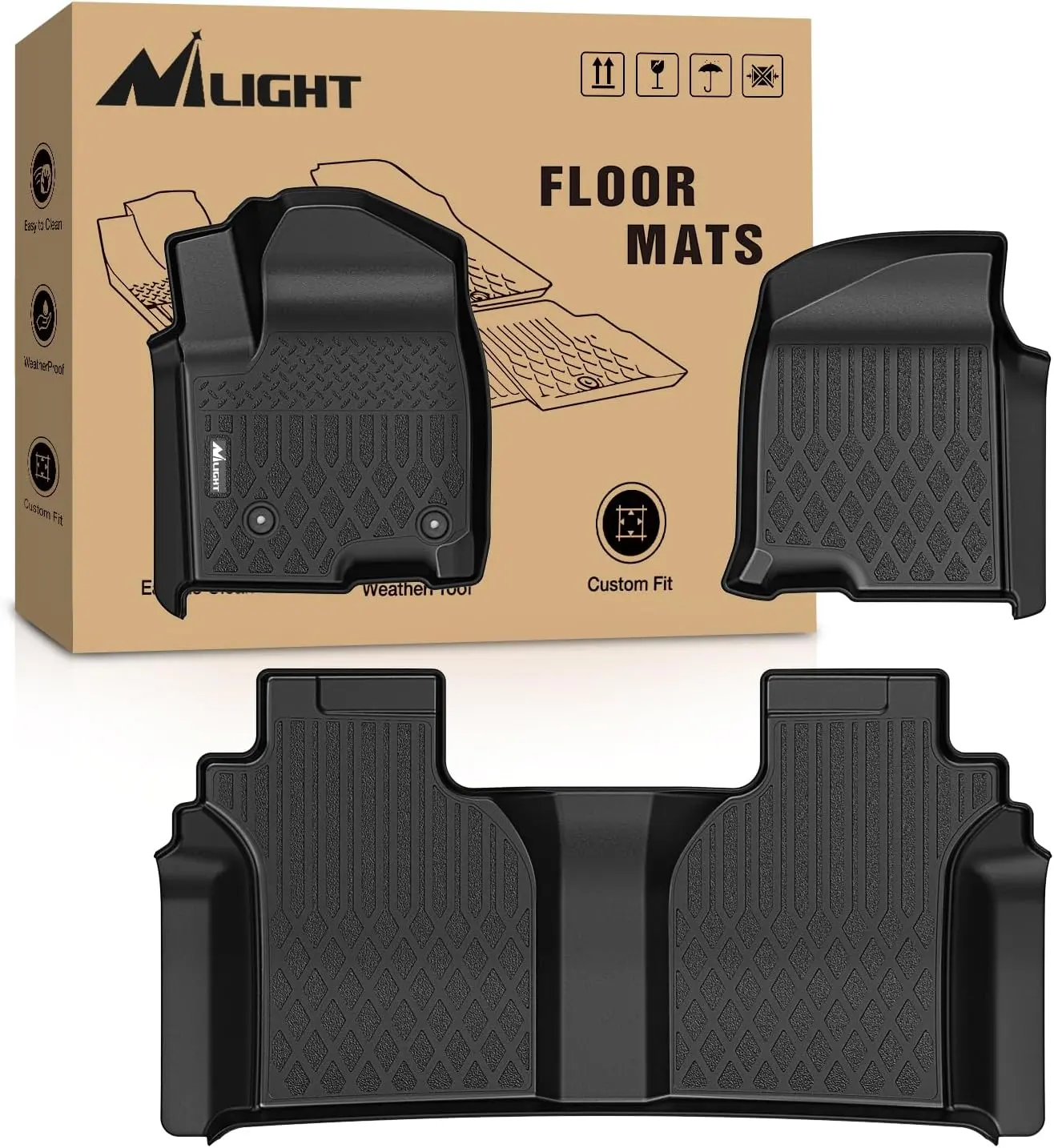 Nilight Car Floor Mats - Heavy-Duty Floor Liners for Chevrolet Silverado 1500/GMC Sierra 1500 (2019-2024), Silverado/Sierra 2500HD/3500HD Double Cab (2020-2024) - Truck Interior Protector Auto Parts, Car Interior Accessory, Gmc Sierra 2500Hd