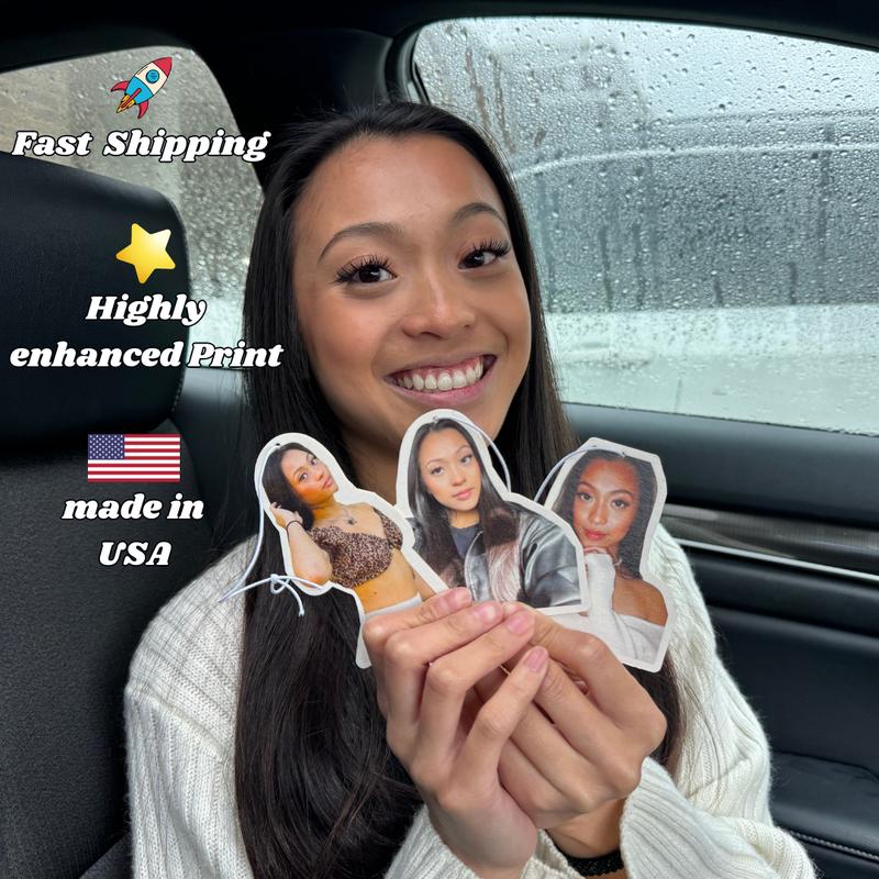 Personalized Photo Air Freshener - Custom Cut Vanilla Coffee Scented Car Freshener for Boyfriend Girlfriend Husband Wife Women Decor Accessories