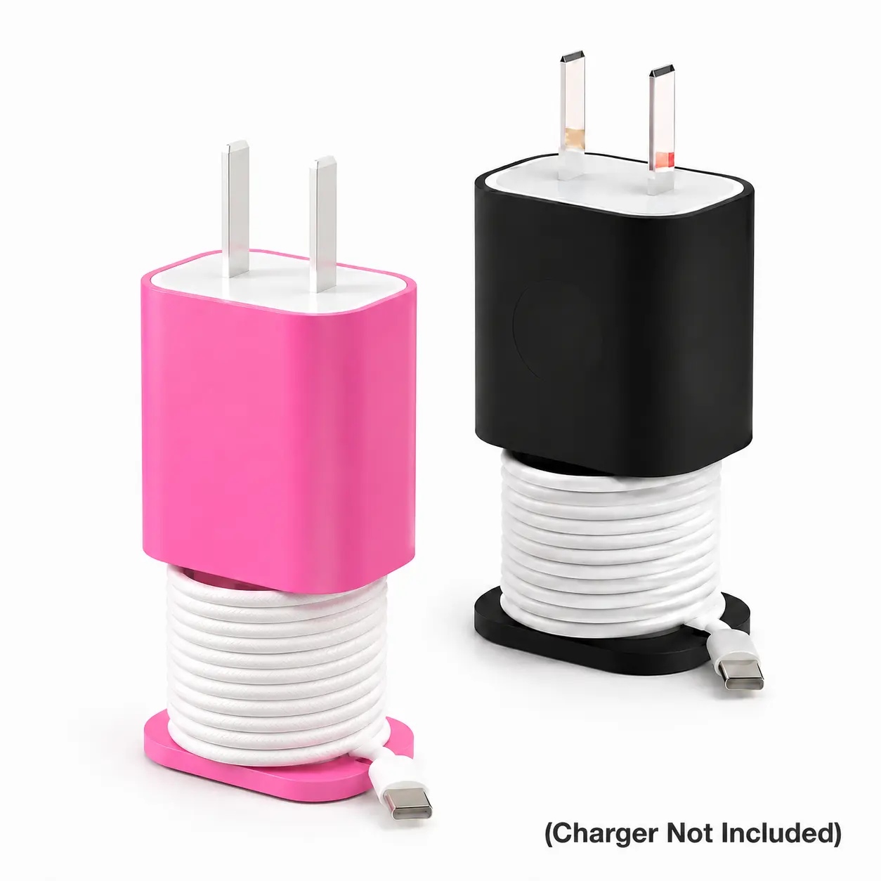 LEWEBRAVE 2-Pack 2-in-1 Silicone Charger Protector & Cable Organizer Set, Coil Cord Wrap Case Compatible with iPhone 18W/20W Power Adapters (Charger Not Included)