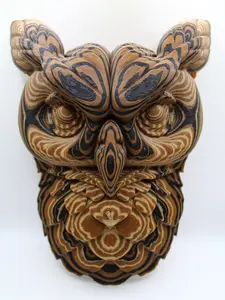 3D Printed Woodgrain Owl Wall Mount