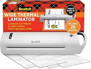 Scotch Advanced Thermal Laminator Combo Pack 13" Wide 20 Sheets Fits Letter Size 1 Minute Warm Up Time Bubble Free Results