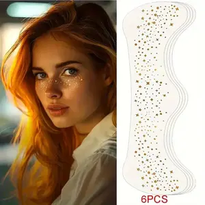 6pcs Makeup Stickers Set Silver Color Facial Glitter Makeup Accents Cute Women Sparkle Accessories Glamour