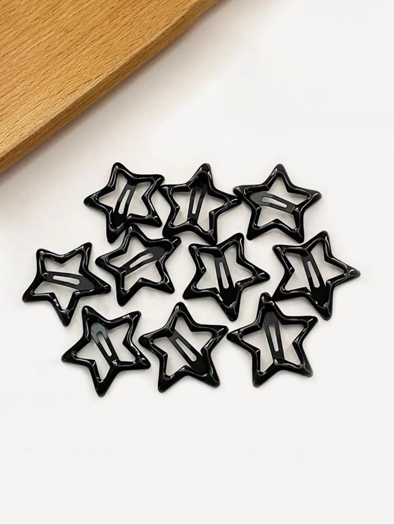 10pcs Cute Star Design Flat Hair Clips, Casual Plain Color Snap Button Bangs Hair Clips, Fashion Hair Accessories For Women & Girls, Barrettes Hair Clips