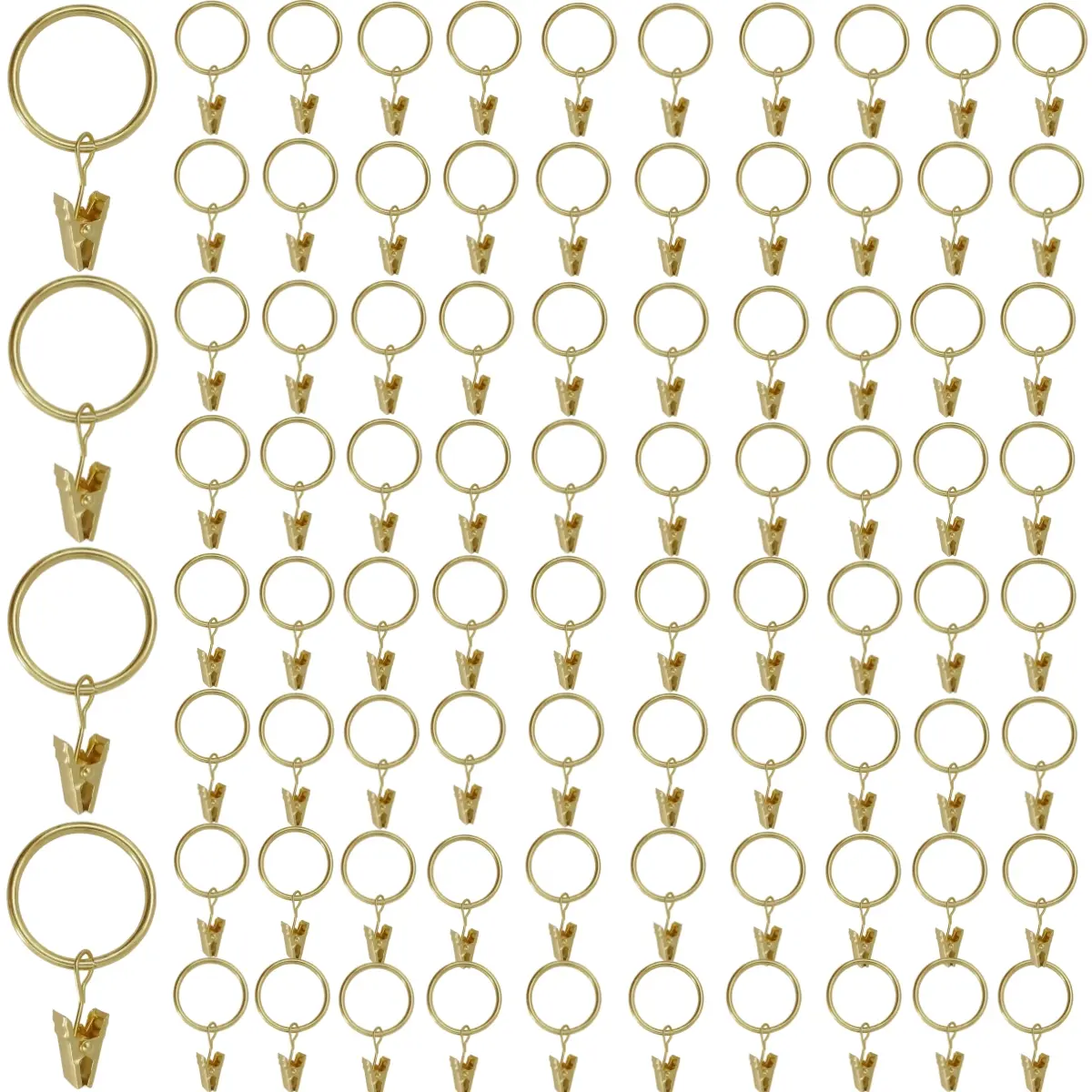A Set of 80/40 Pcs Gold Curtain Rings with Clips,Curtain Hooks Hangers Clip Rings for Hanging Drapes Bows Hat,Drapery Rings 1.26 in I D,Fits up to 1 in Diameter Curtain Rod,Hand Tools Kits,Summervibes