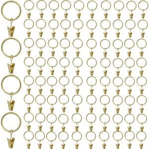 A Set of 80/40 Pcs Gold Curtain Rings with Clips,Curtain Hooks Hangers Clip Rings for Hanging Drapes Bows Hat,Drapery Rings 1.26 in I D,Fits up to 1 in Diameter Curtain Rod,Hand Tools Kits,Summervibes