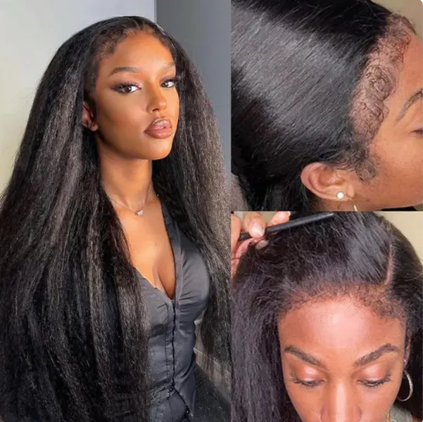 Kisslove [4C Wig] Invisi Strap 360 Lace Wig Kinky Straight Human Hair Wigs With Kinky Edges