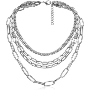 Chunky Necklaces for women Punk Chain Silver Statement Collar Necklace