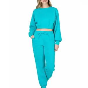 Ice Blue Cropped Jogger Set sweatsuit  set  outfit sweat  set tracksuit set