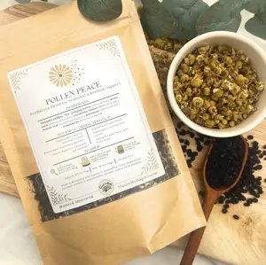 Pollen Peace: Loose-Leaf Herbal Tea Blend for Seasonal Transition Support (Caffeine-Free) Traditional Beverage for Histamine Support, Allergy Relief & Respiratory Wellness with Stinging Nettle, Elderberries, Echinacea, Lemon Balm, & Chamomile, Mullein