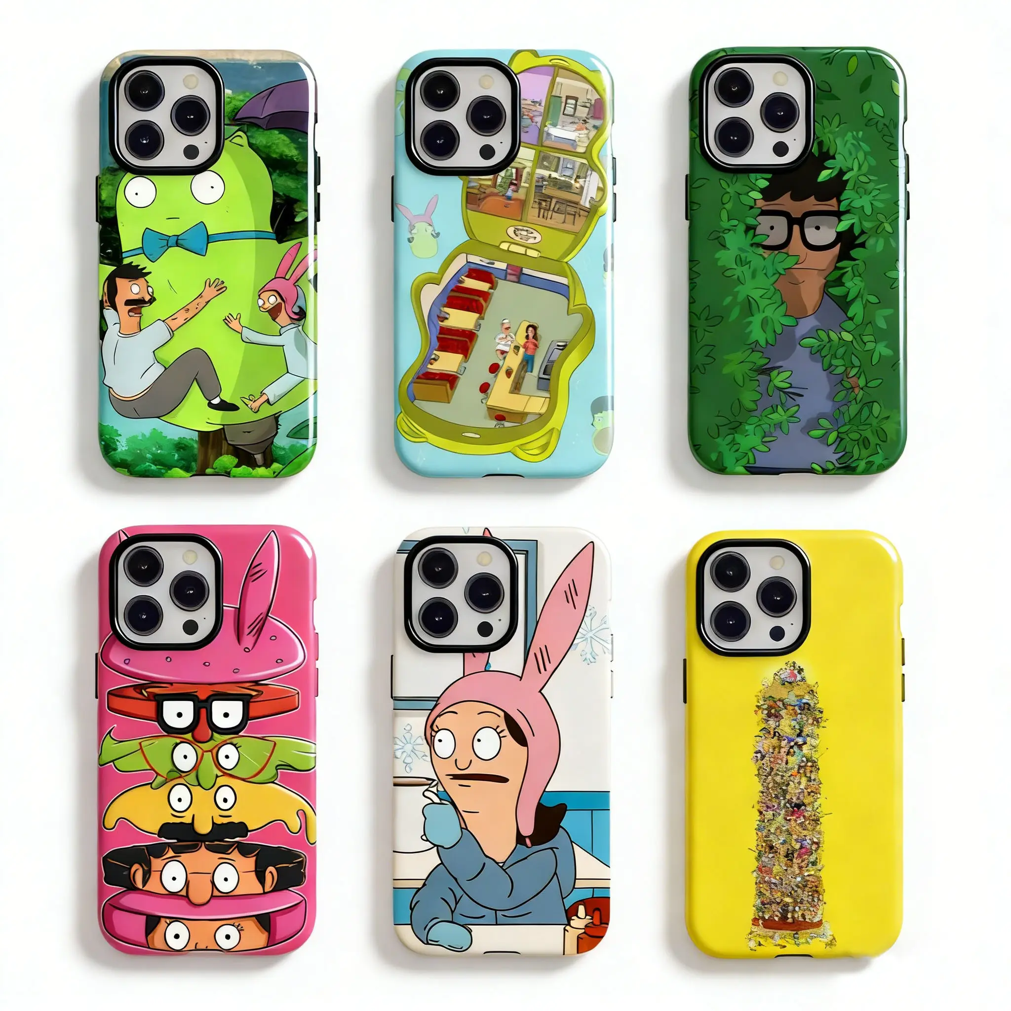 Bob's Burgers Custom Polycarbonate Shockproof Phone Case - Wireless Accessories Compatible with iPhone 17/16/15/14/13/12/11 & Samsung Galaxy S21-S26, Belcher Family/Louise Belcher/Kuchi Kopi Designs, Protection for Gifting to Loved Ones