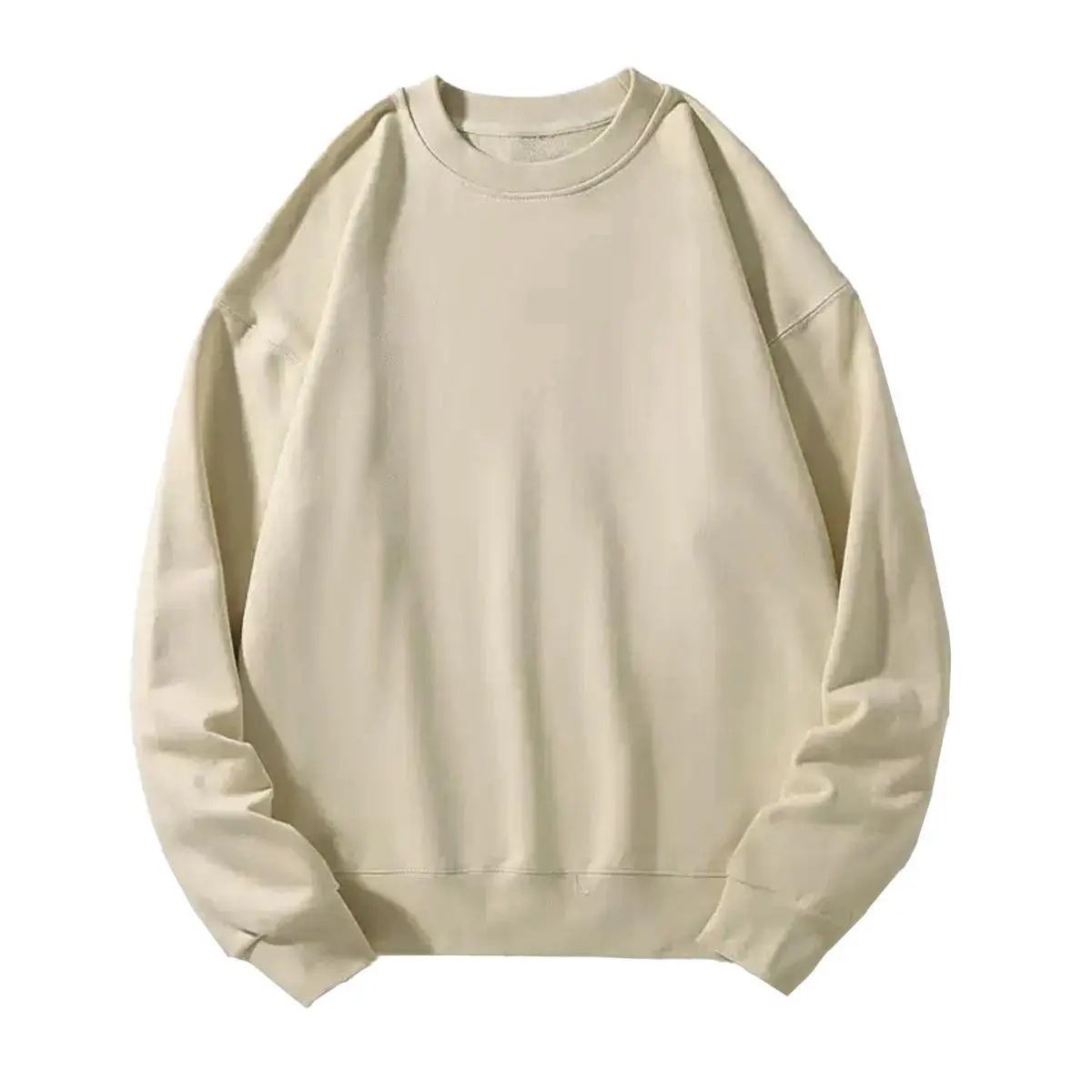 Holafish Unisex Fleece Crewneck Sweatshirt Soft Cotton Blend Long Sleeve Loose Fit Pullover Casual Korean Minimalist Style 2025 Sizes S-3X Womenswear Comfy