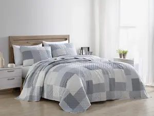 Anderson 3-Piece Plaid Patchwork Reversible Quilt Set