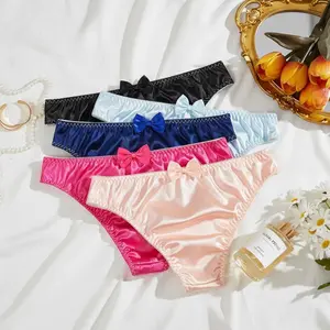 Women's High Stretch Satin Panties Valentine's Day Lingerie Silky Soft Underwear Cute Bow Briefs Curvy Plus Size Friendly Sexy Gift for Her.High Stretch , Silky Soft , Curvy Friendly
