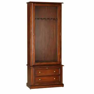 HomeStock Gun Cabinet Vintage Floor Mount Gun Cabinet with Locking Tempered Glass Door and Ammo Storage Locking Drop Down Door Safe Gun Cabinet man cave furniture for apartments