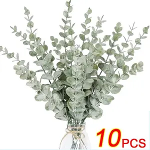 10PCS Hydrangea Artificial Flowers Artificial Leaves Flowers Bouquet Centerpiece Green Leaf Branches for Home Wedding Decoration