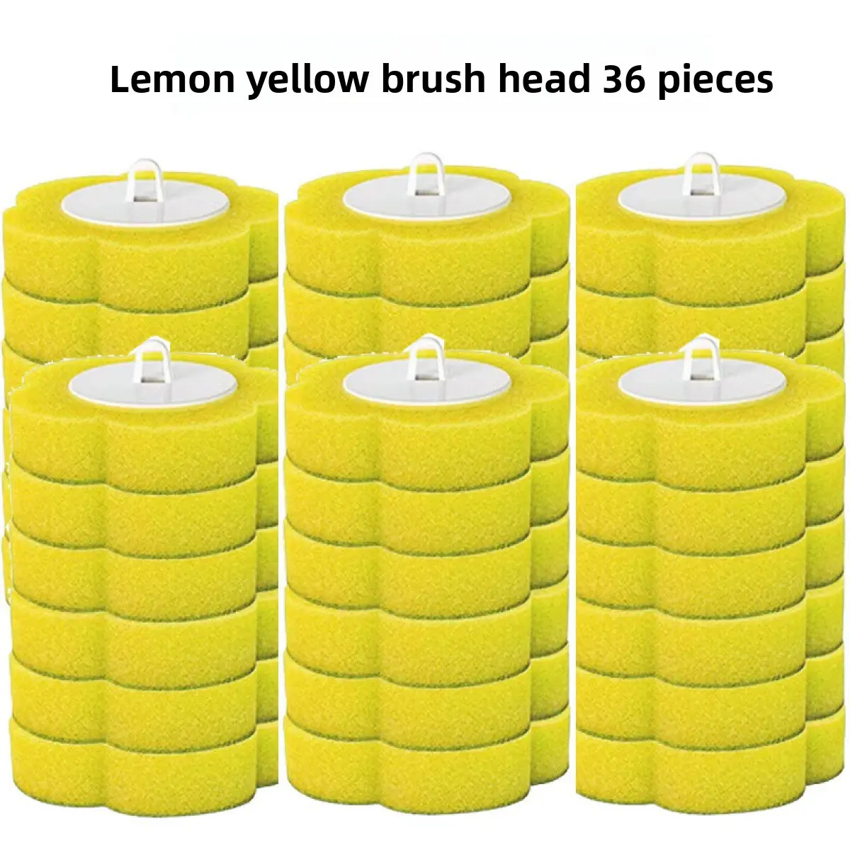 36 Brush Heads Sturdy 3-Layer Acrylic Sponge Kit, Bathroom Cleaning Supplies Set with Scrubber Pad, Squeegee, Wall-Mounted Holder, Disposable Toilet Bowl Wand, Tools and Cleaning Accessories, Vibrant Colors, 12.5x9x31cm, 270g Scrubber Refills