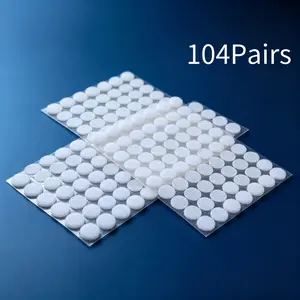 208Pcs White Self Adhesive Round Hook and Loop Dots, 0.47 Inch Diameter Stickers, 104 Pairs Circular Fastener Tapes for Craft Classroom Home Office Daily Use