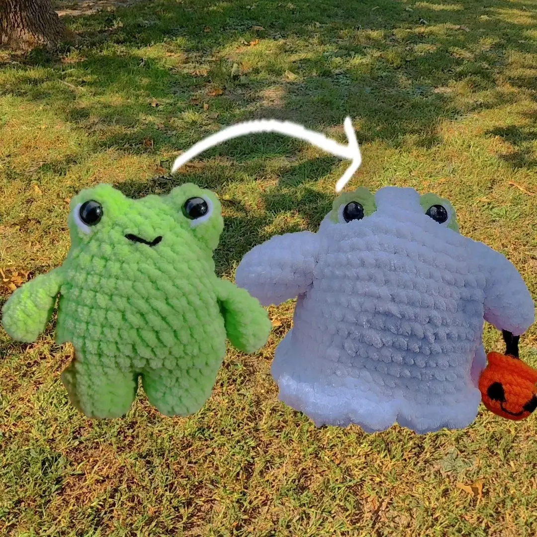 Ghost Frog- Handmade Crochet Ghost Frog Stuffed Animal Plushie Amigurumi Toy Decor