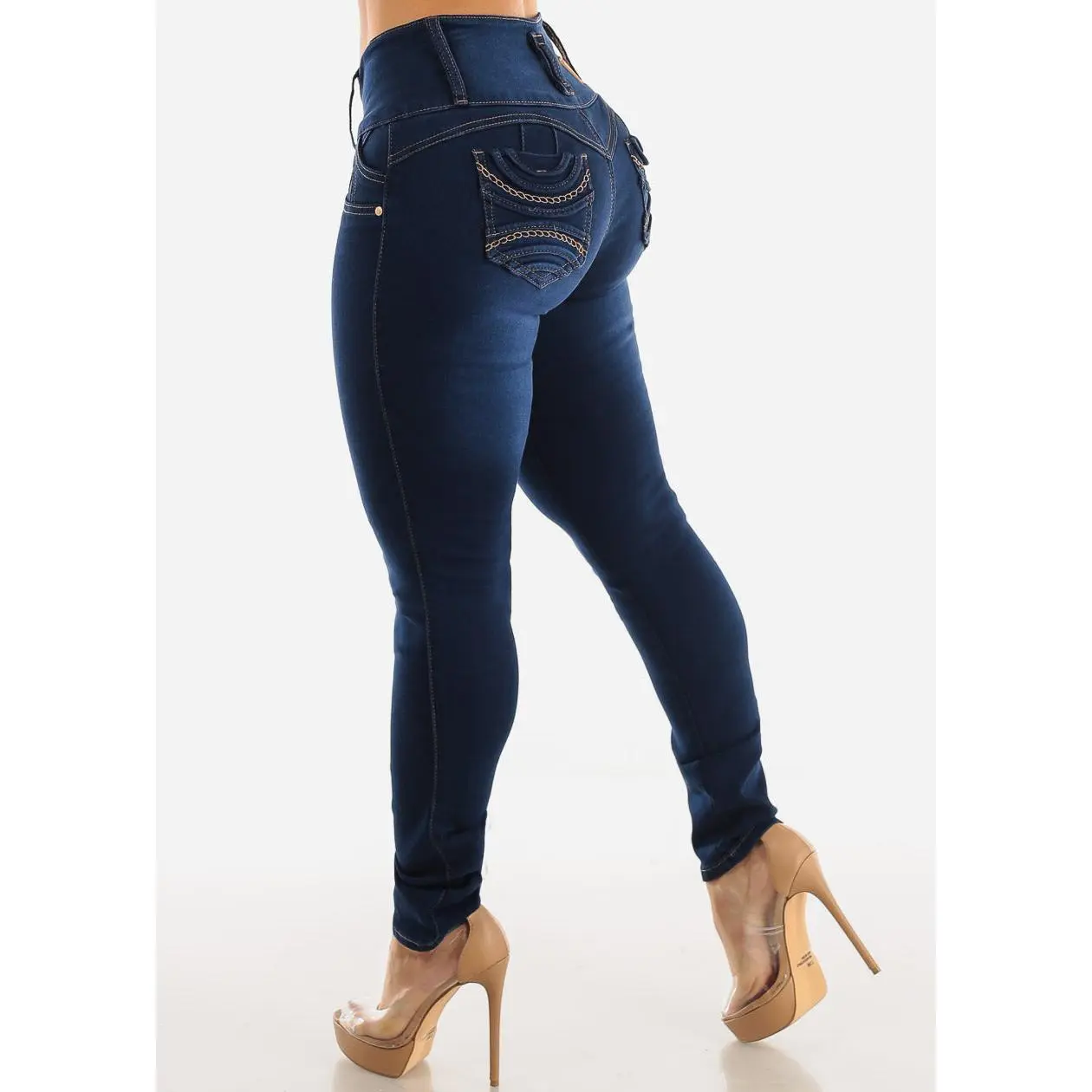 MX JEANS Push Up Dark Wash High Waisted Skinny Jeans RESTOCK