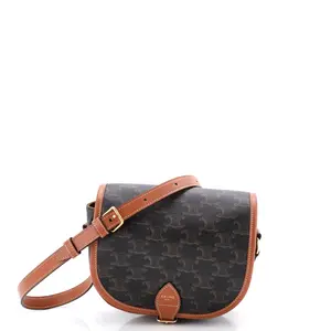 Pre-owned Celine material Messenger Bags Folco Bag Triomphe Coated Canvas Medium by Rebag