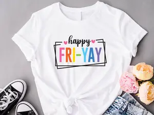 Happy Fri-yay T-shirt, Friday Weekend Shirt, Teacher Appreciation Gift Tee, Teacher Team Short Sleeve, Friday Party Shirts, Teacher Saying T-shirts.