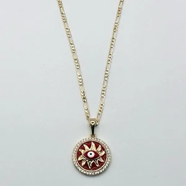 14K Gold Plated Evil Eye Necklace | Cadena Ojo Turco de Protección con Zirconias | 19” inches