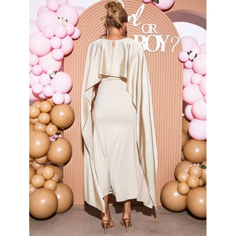 Elegant Maternity Party Solid Color Cape Sleeve Dress Gender Reveal Dress Maternity Dress Baby Shower Dress Elegant Maternity Party Solid Color Cape Sleeve Dress Gender Reveal Dress Maternity Dress Baby Shower Dress