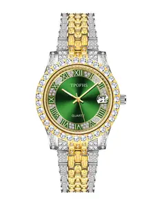 Luxury Dial Women's Watch, Roman Numerals Diamond Bezel, Dual Calendar Display, Waterproof Resistant, Perfect Gift