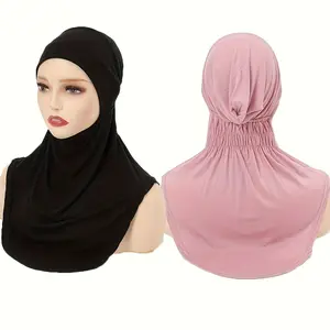 1pc solid color elastic instant headscarf hijab, thin breathable headscarf, Muslim Arab men and women outdoor wind and sun protection headscarf
