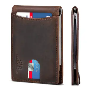 Slim RFID Blocking Genuine Leather Bifold Wallet for Men – Minimalist Front Pocket with Money Clip