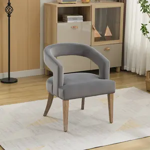 Bestseller Design,Velvet Bucket Chair,Unique Round Hollow Back,Living Room/Bedroom/Cafe,25.79" Wide Modern Barrel Open Back Upholstered Accent Chair