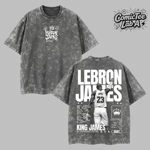 LeBron James Legendary T-Shirt Washed Retro Vintage Limited Edition Classic 100% graphic Premium Cotton Black Men's Top Wetsuit Shortsleeve Casual Tropical Crewneck Streetwear Tshirt tee