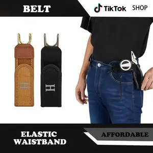 2PCS Metal Hook Elastic Belt (Unisex) - Patented No-BuckleInvisible Design | Soft Adjustable Side Belt