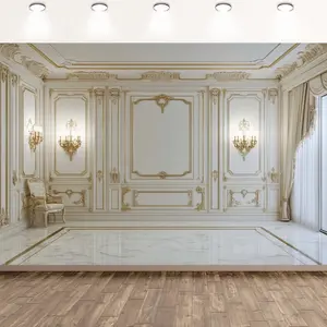 1pc Elegant Polyester Fabric Backdrop, Vintage European Castle Wall Design, No-Electricity Needed Photography Background for Weddings, Bridal Showers, Anniversaries, Parties