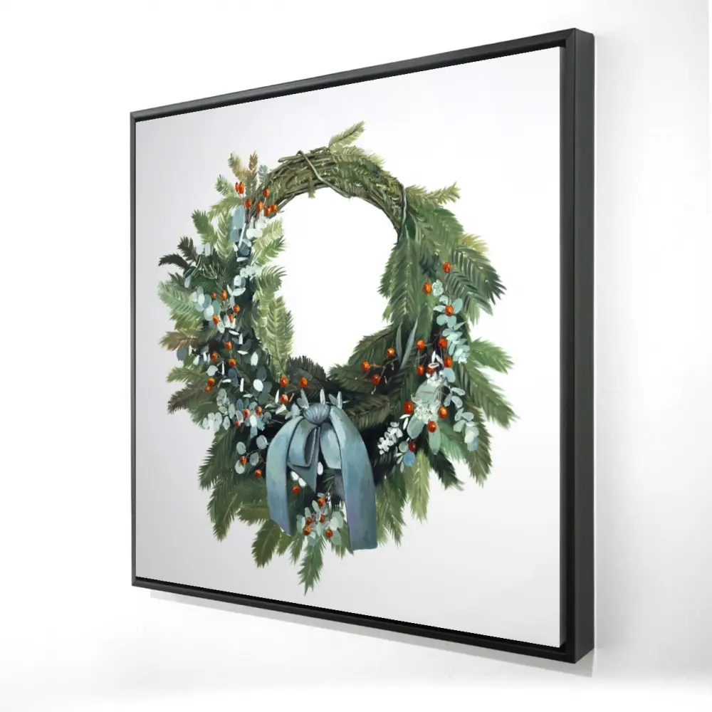 360 Stand 36x36 in. Square Frame Christmas Wreath - Vibrant Hanging Decoration, Ready-to-Hang Artwork, Art Wall Decor for Living Room Festive Home Supplies, Wreath Christmas Decor, Wall Hanging
