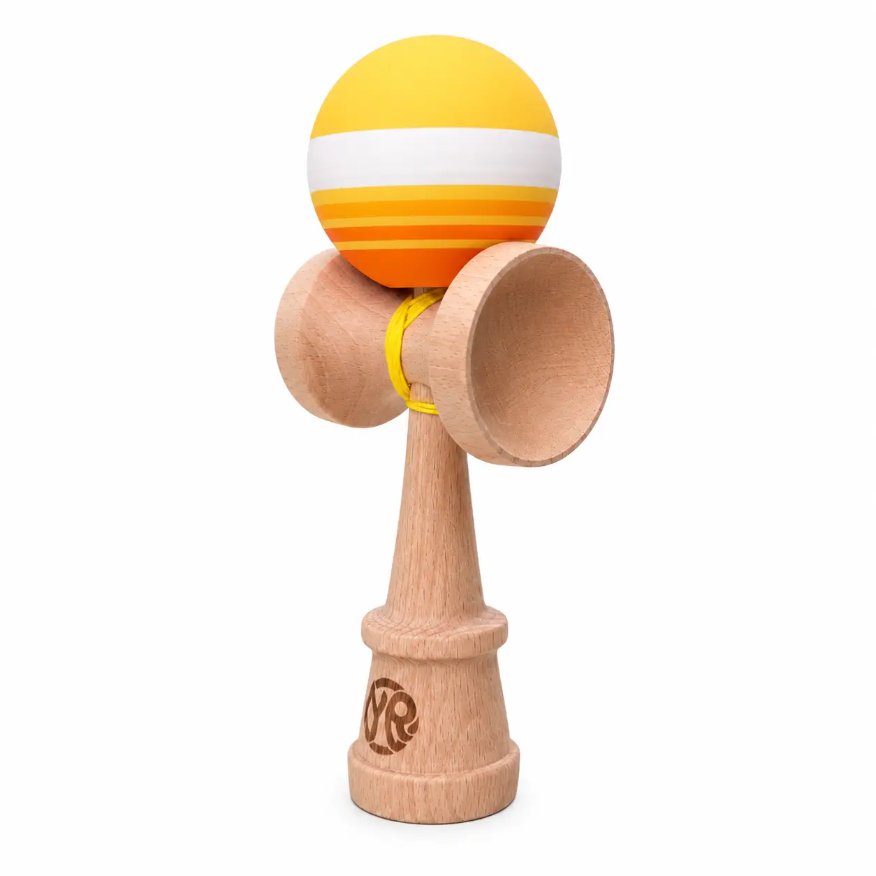 Yuntrove Horizon Series Unisex Professional Competition Beech Wood Kendama - Built-in Bearing Skill Toy, Retro Stripe Ball Design, Japanese Ball-and-Cup Game, Hand-Eye Coordination Trainer (Golden Sunrise)